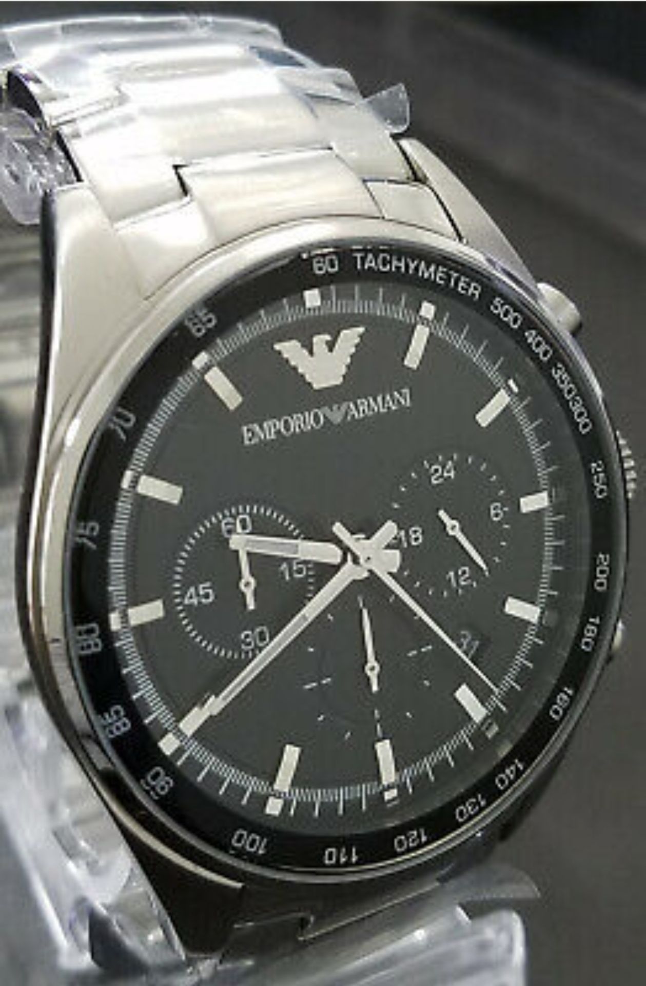 Emporio Armani AR5980 Men's Sportivo Black Dial Silver Bracelet Quartz Chronograph Watch - Image 5 of 7
