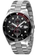 Emporio Armani AR5855 Men's Black Dial Silver Tone Bracelet Quartz Chronograph Watch