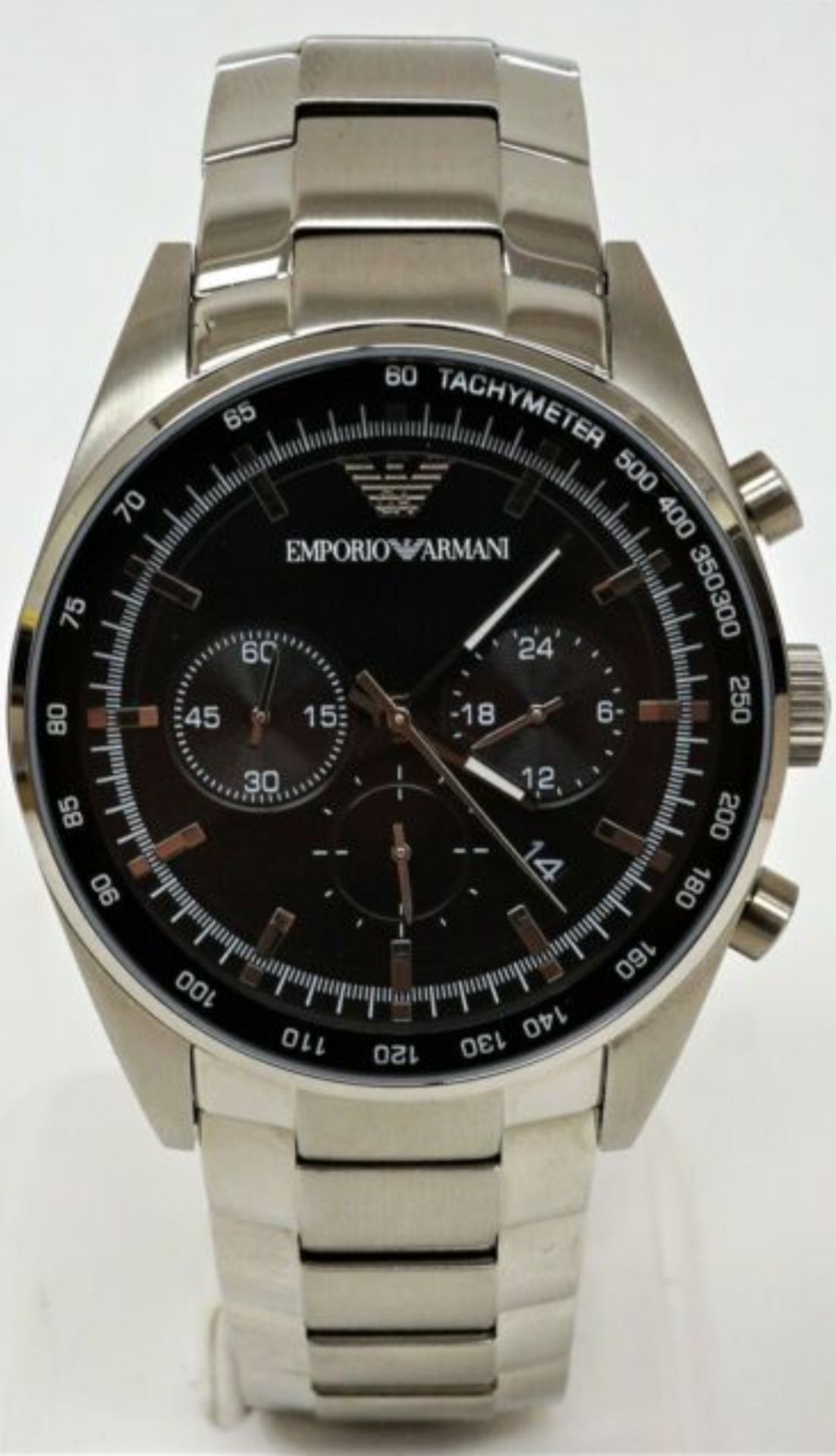 Emporio Armani AR5980 Men's Sportivo Black Dial Silver Bracelet Quartz Chronograph Watch - Image 4 of 7