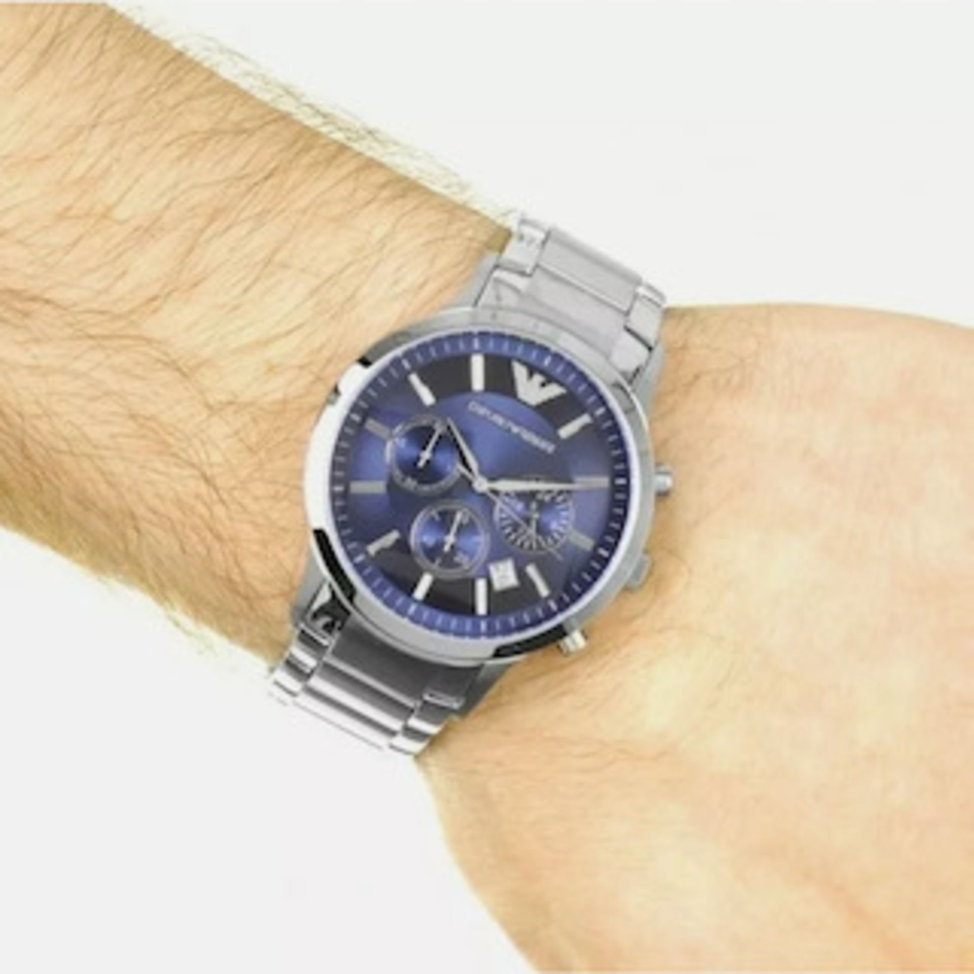 Emporio Armani AR2448 Men's Blue Dial Silver Bracelet Chronograph Watch - Image 5 of 7
