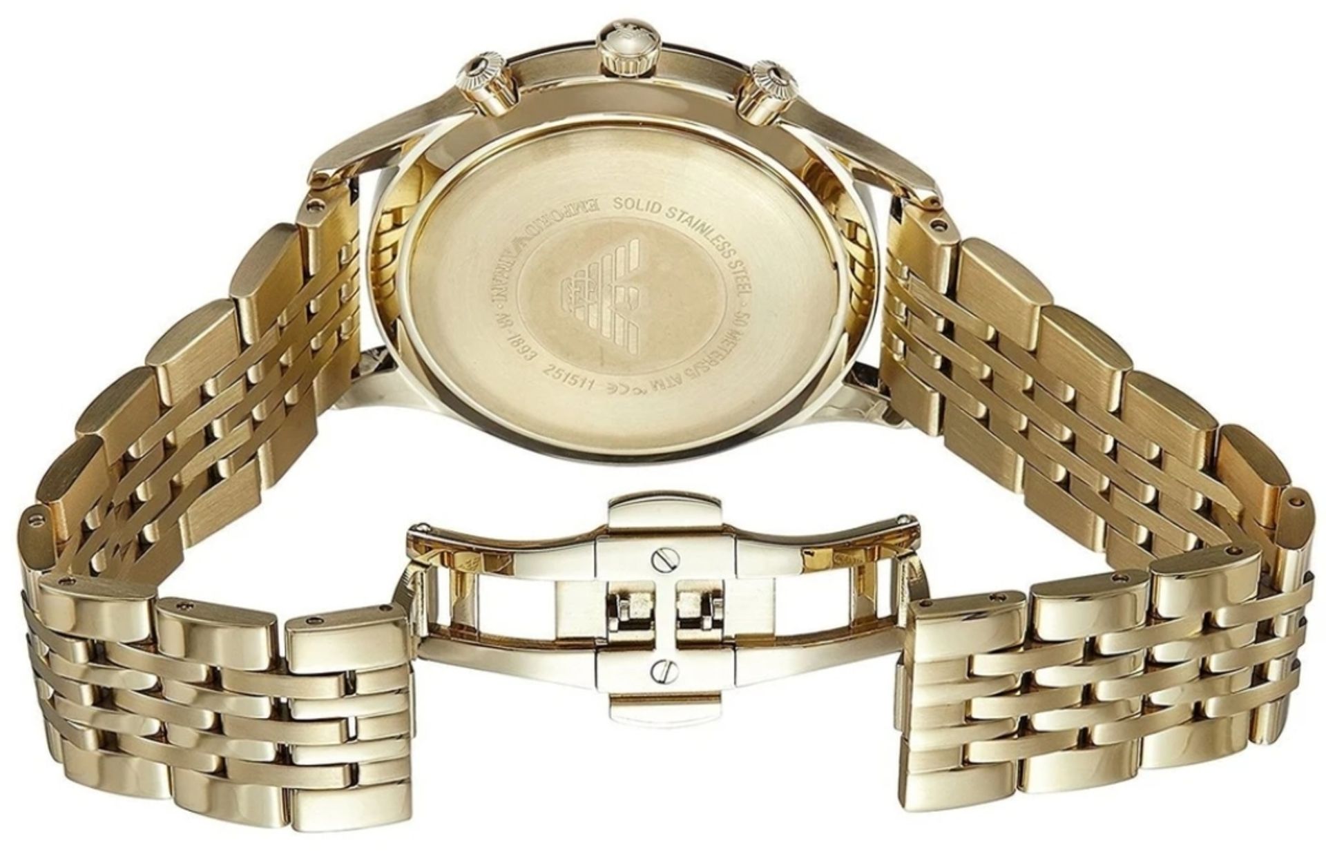 Emporio Armani AR1893 Men's Black Dial Gold Tone Bracelet Quartz Chronograph Watch - Image 5 of 8