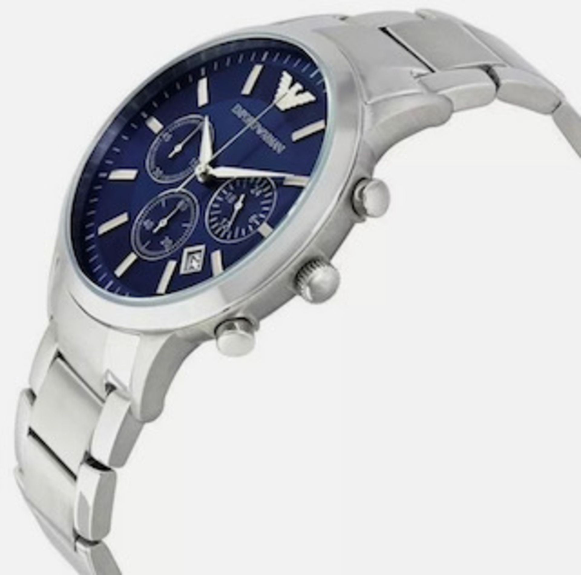 Emporio Armani AR2448 Men's Blue Dial Silver Bracelet Chronograph Watch - Image 4 of 7