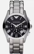 Emporio Armani AR0673 Men's Black Dial Silver Bracelet Quartz Chronograph Watch