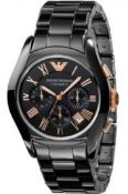 Emporio Armani AR1410 Men's Ceramica Rose Gold & Black Quartz Chronograph Watch