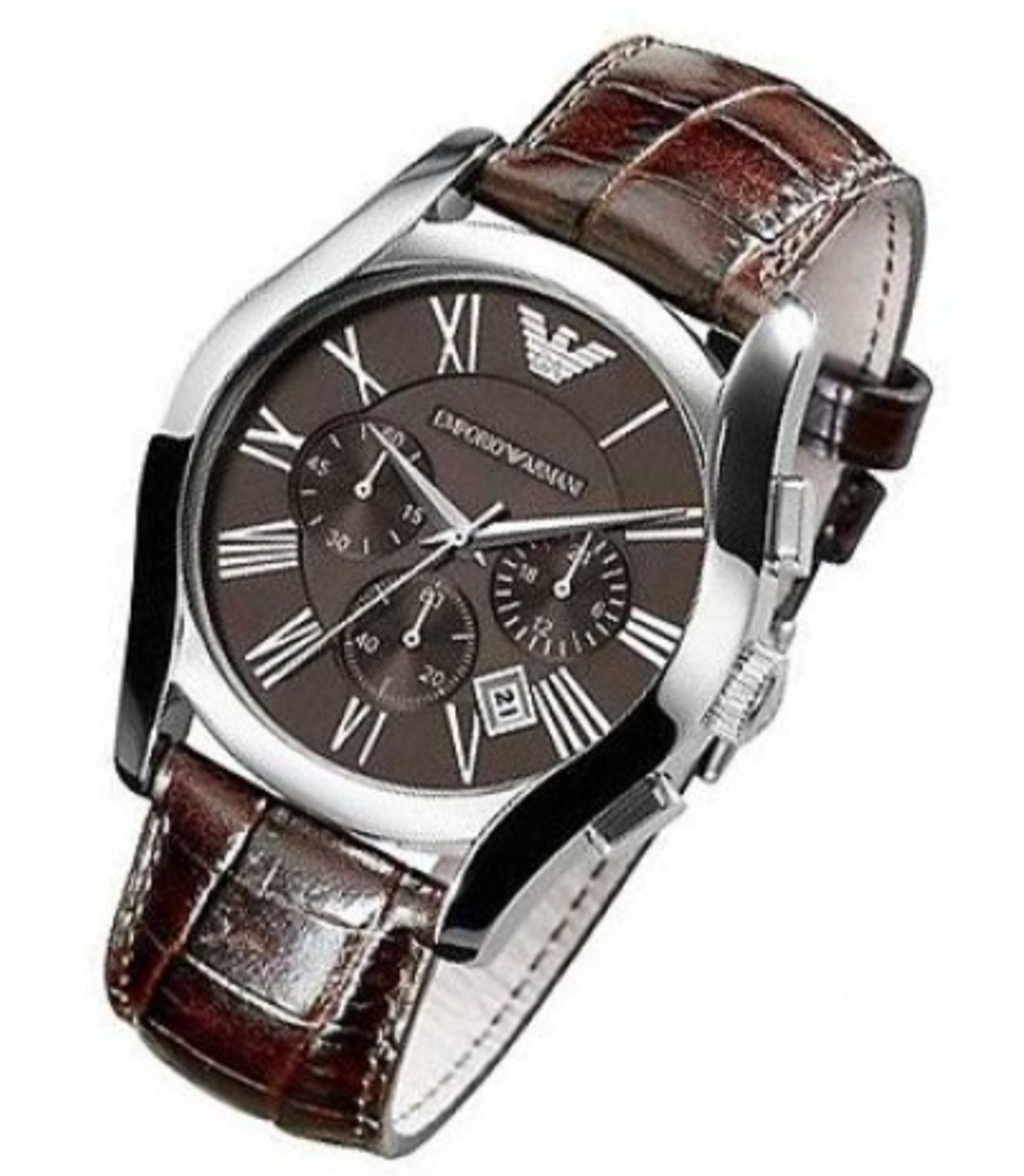 Emporio Armani AR0671 Men's Brown Leather Strap Quartz Chronograph Watch - Image 5 of 6