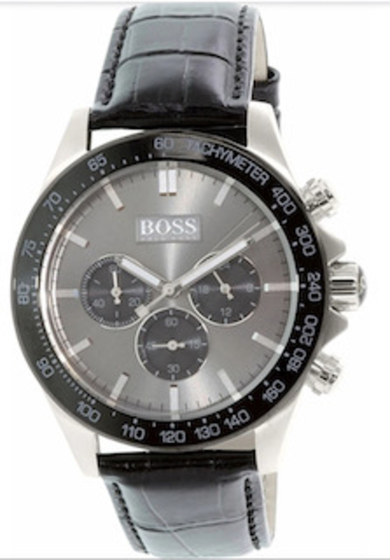 Hugo Boss 1513177 Men's Ikon Black Leather Strap Chronograph Watch - Image 2 of 4