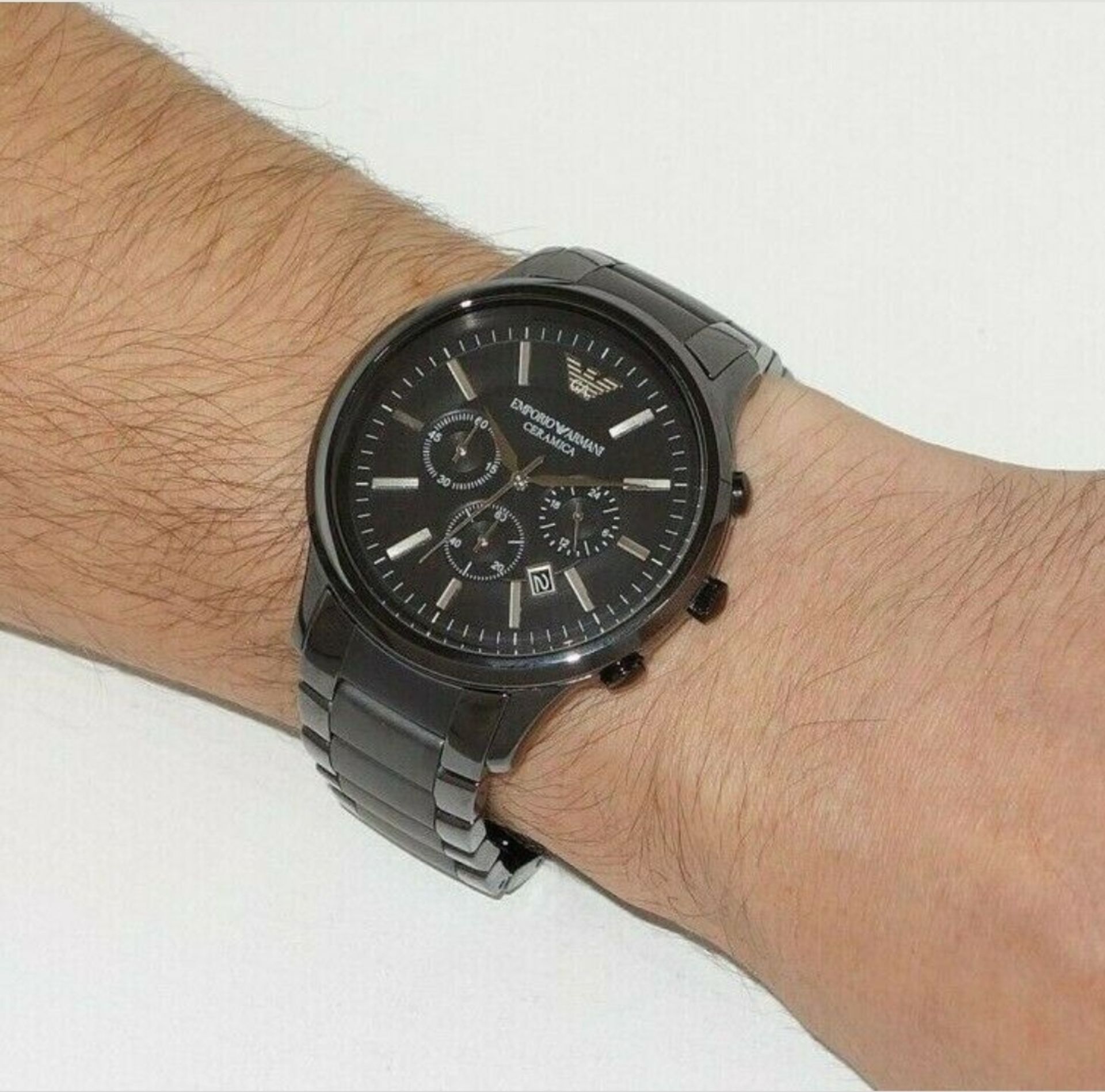Emporio Armani AR1451 Men's Ceramica Black Ceramic Bracelet Quartz Chronograph Watch - Image 2 of 7