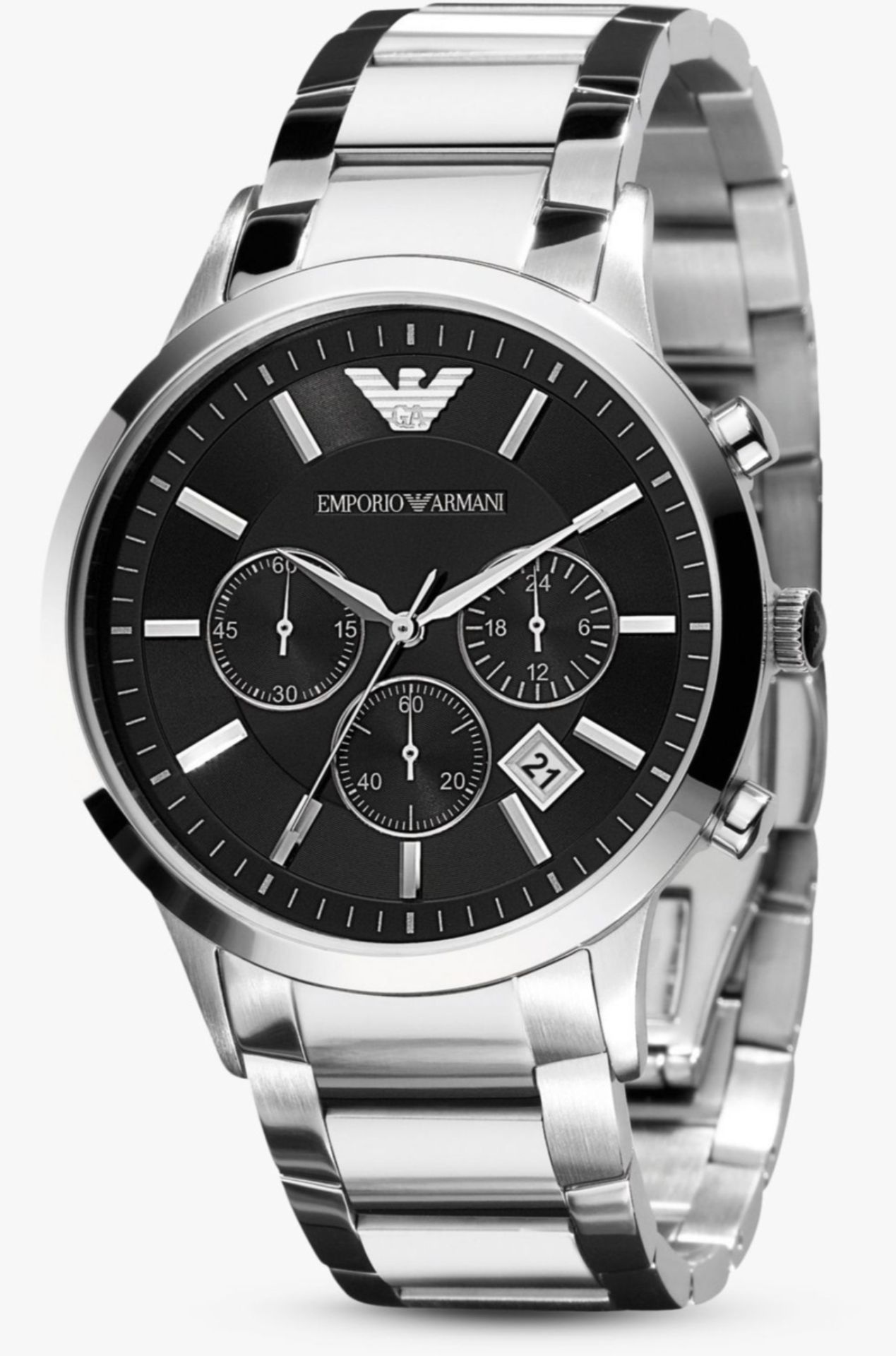 Emporio Armani AR2434 Men's Renato Silver Bracelet Chronograph Watch