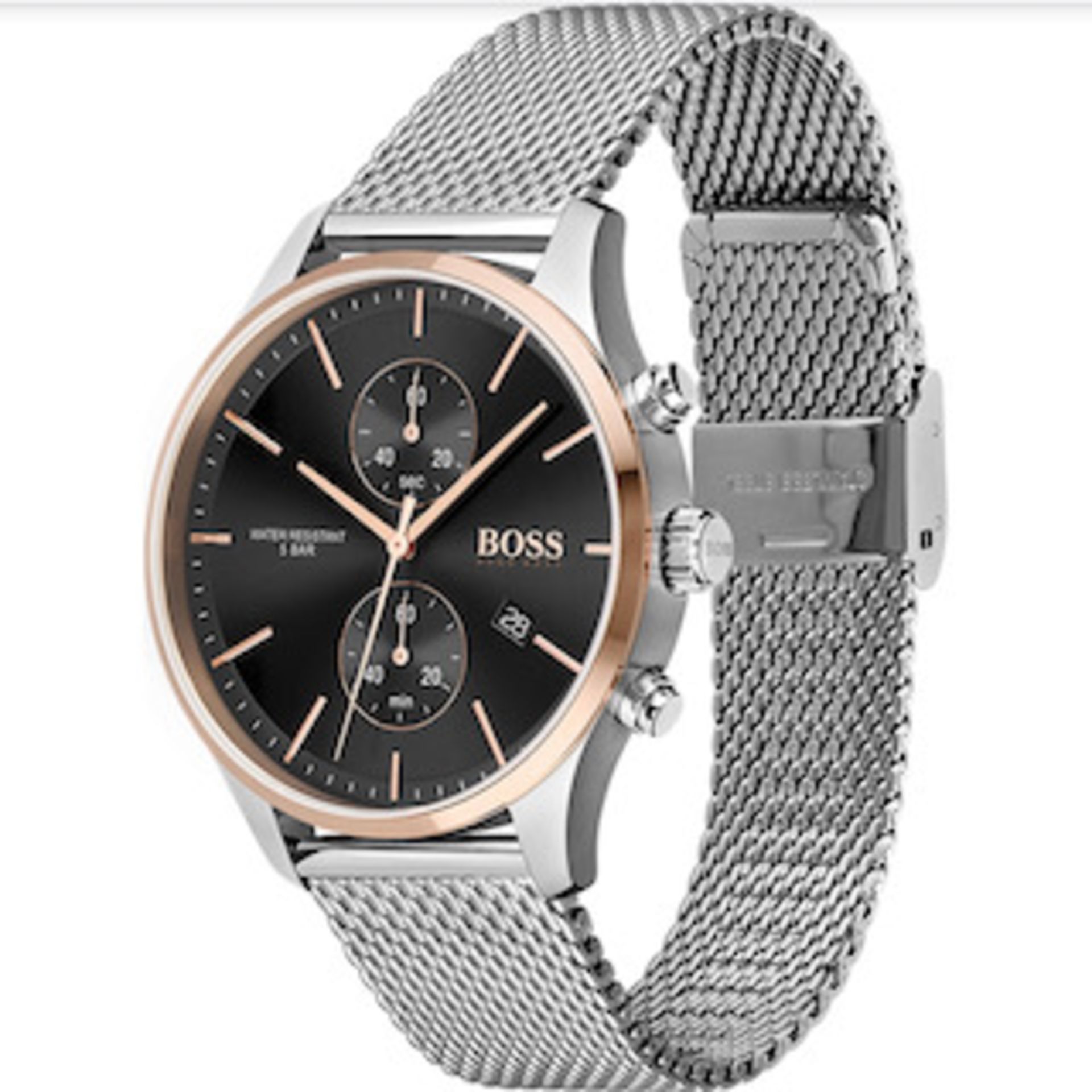 Hugo Boss 1513805 Men's Associate Stainless Steel Mesh Band Chronograph Watch - Image 2 of 6