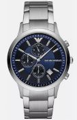 Emporio Armani AR11164 Men's Blue Dial Silver Bracelet Chronograph Watch