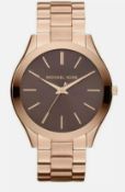 Michael Kors Mk3181 Ladies Rose Gold Slim Runway Watch