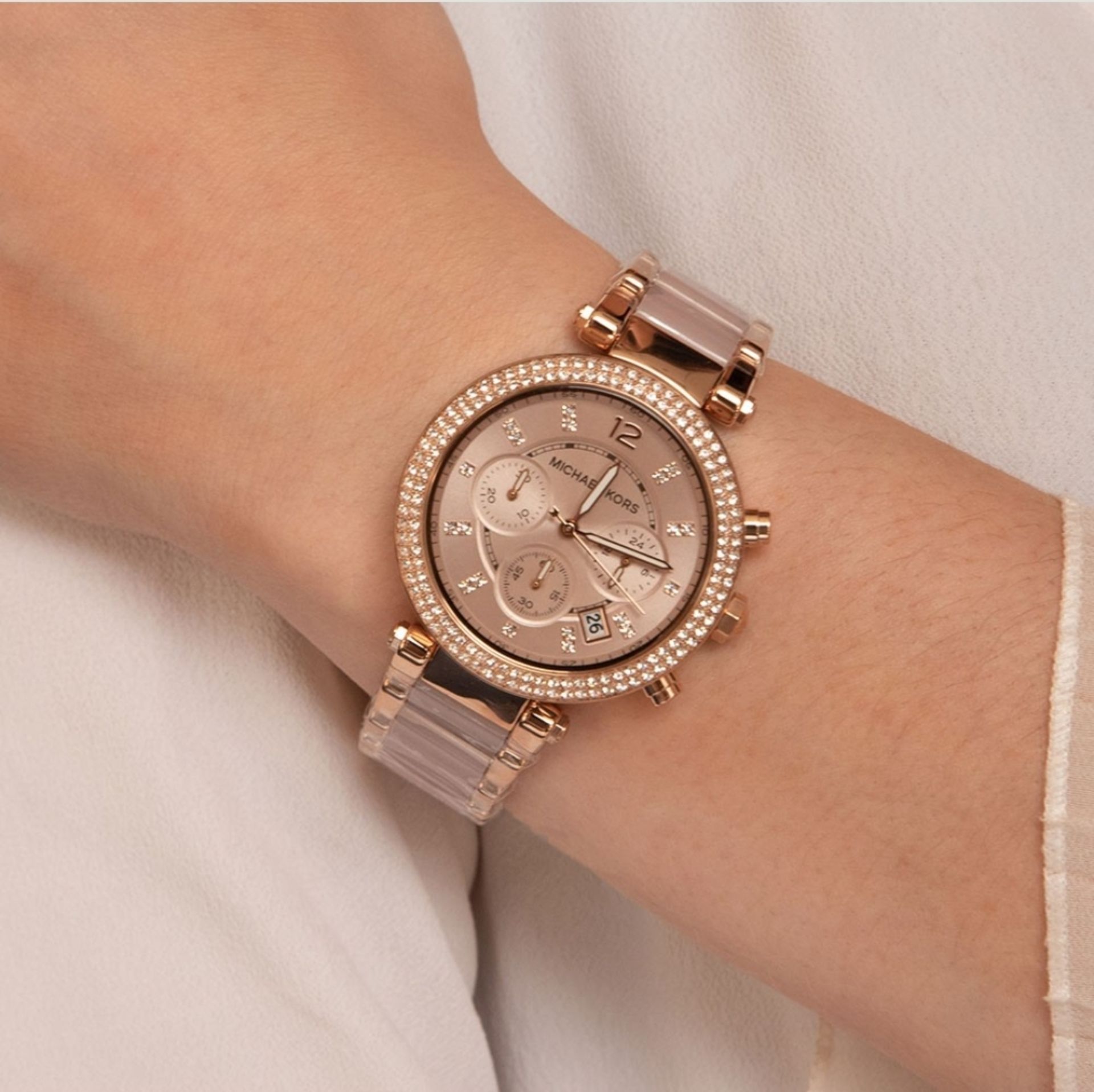 Michael Kors MK5896 Ladies Parker Rose Gold Chronograph Watch - Image 2 of 7