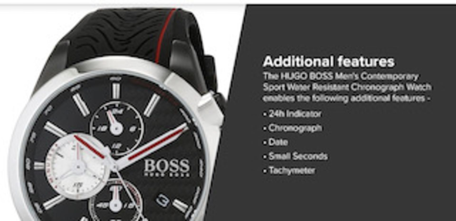 Hugo Boss Contemporary Sport Motorsport Analog Black Dial Men's Watch 1513284 - Image 3 of 3