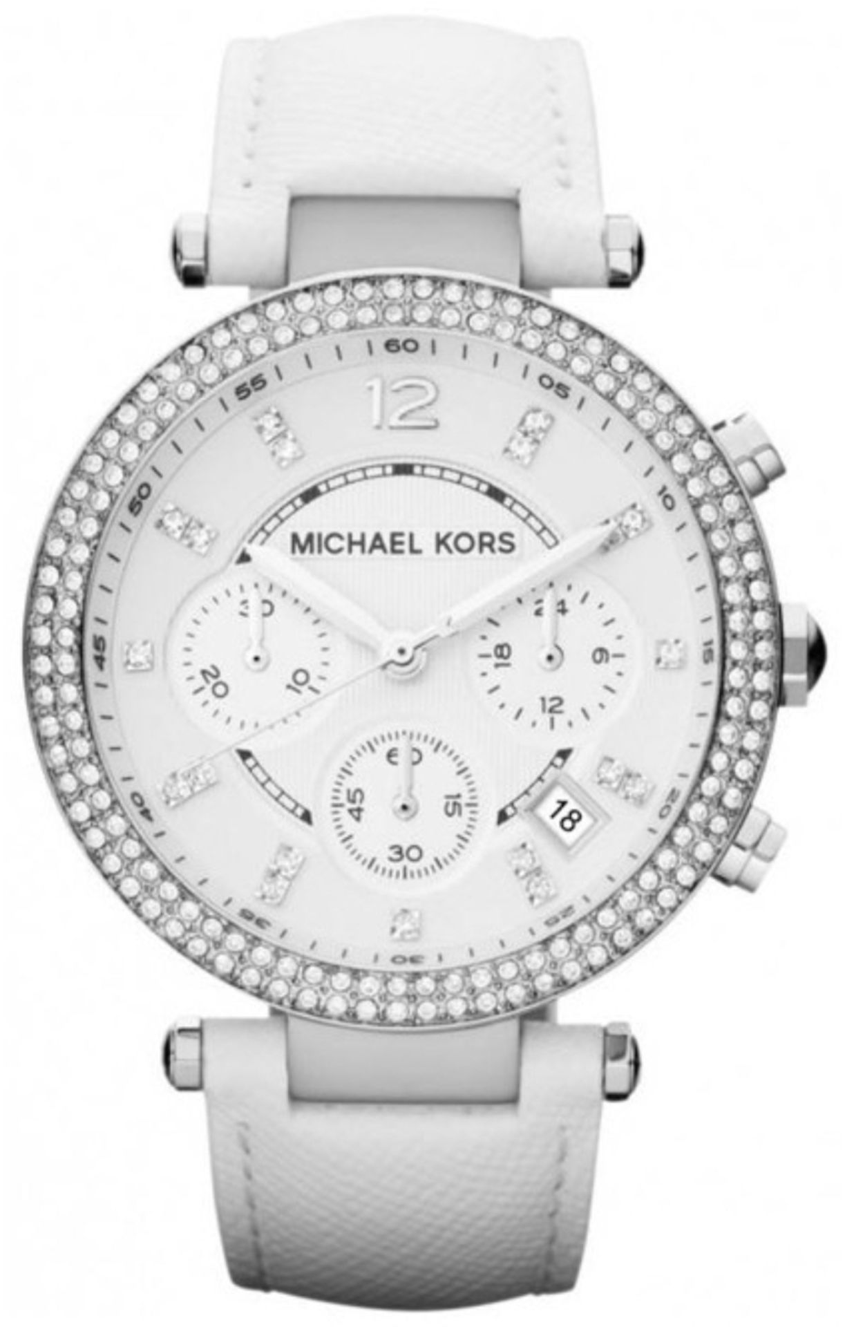 Michael Kors MK2277 Ladies Parker White Leather Strap quartz Chronograph Designer Watch - Image 2 of 6