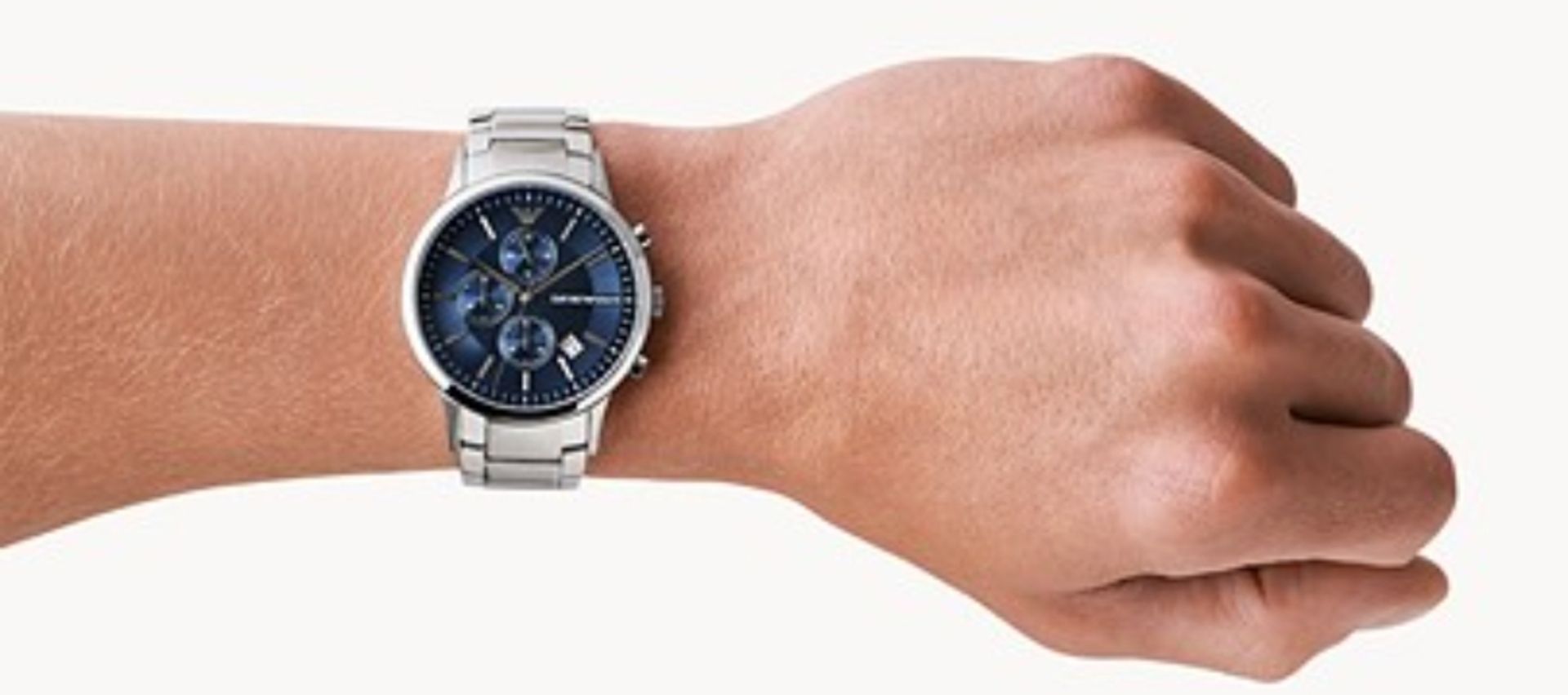 Emporio Armani AR11164 Men's Blue Dial Silver Bracelet Chronograph Watch - Image 5 of 6