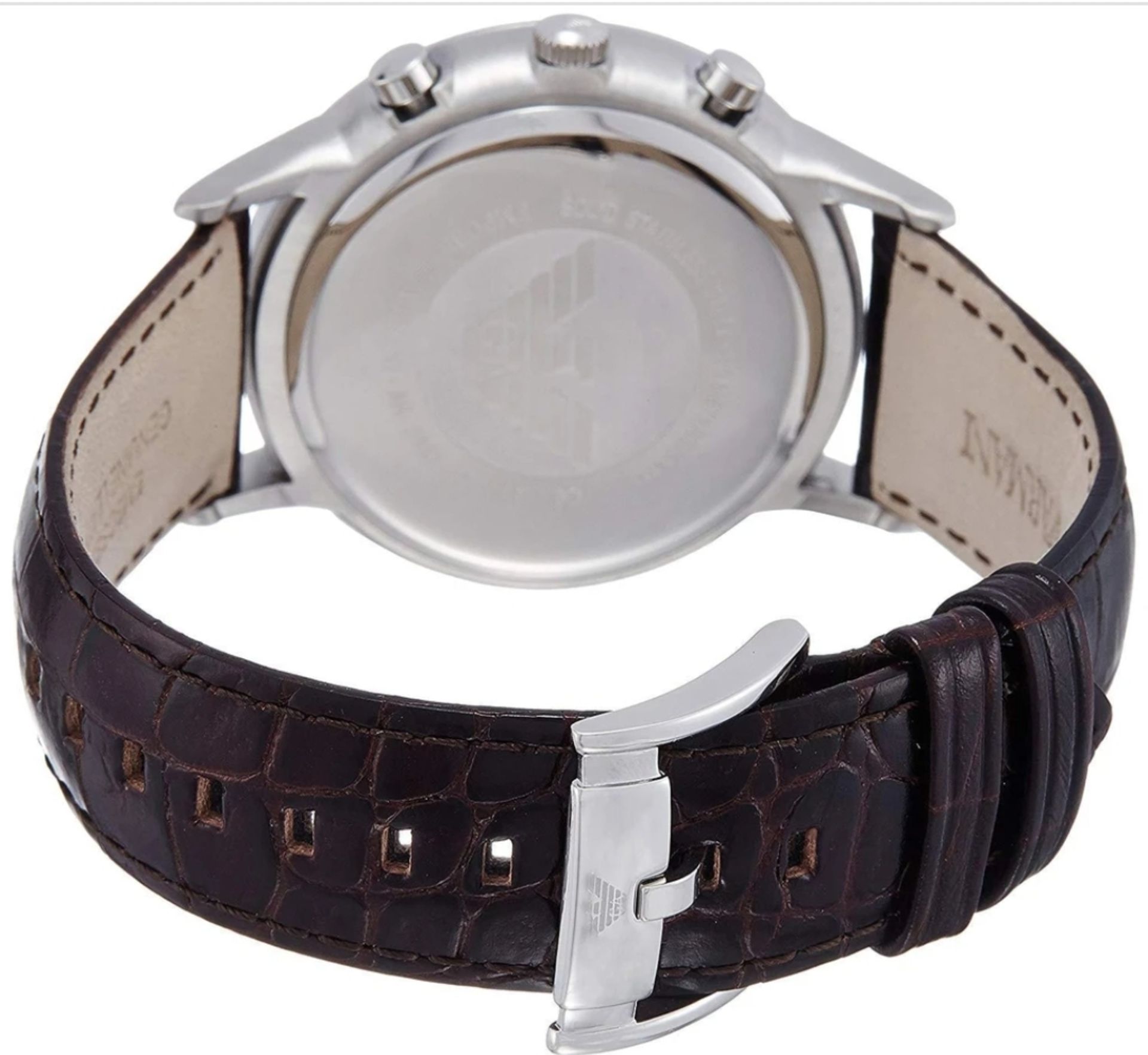 Emporio Armani AR2433 Men's Renato Brown Leather Strap Chronograph Watch - Image 3 of 6