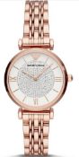 Emporio Armani AR11244 Ladies Gianni T-Bar Rose Gold Quartz Designer Watch