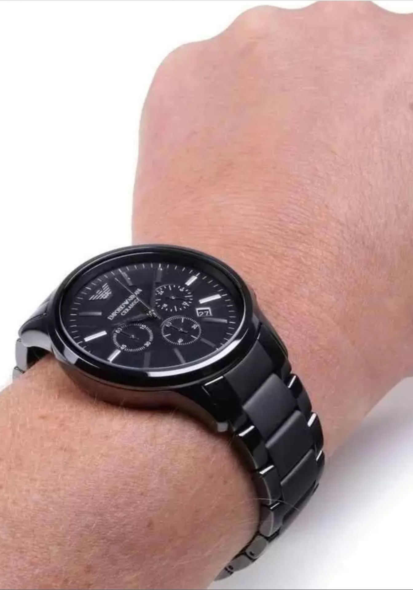 Emporio Armani AR1451 Men's Ceramica Black Ceramic Bracelet Quartz Chronograph Watch - Image 5 of 7