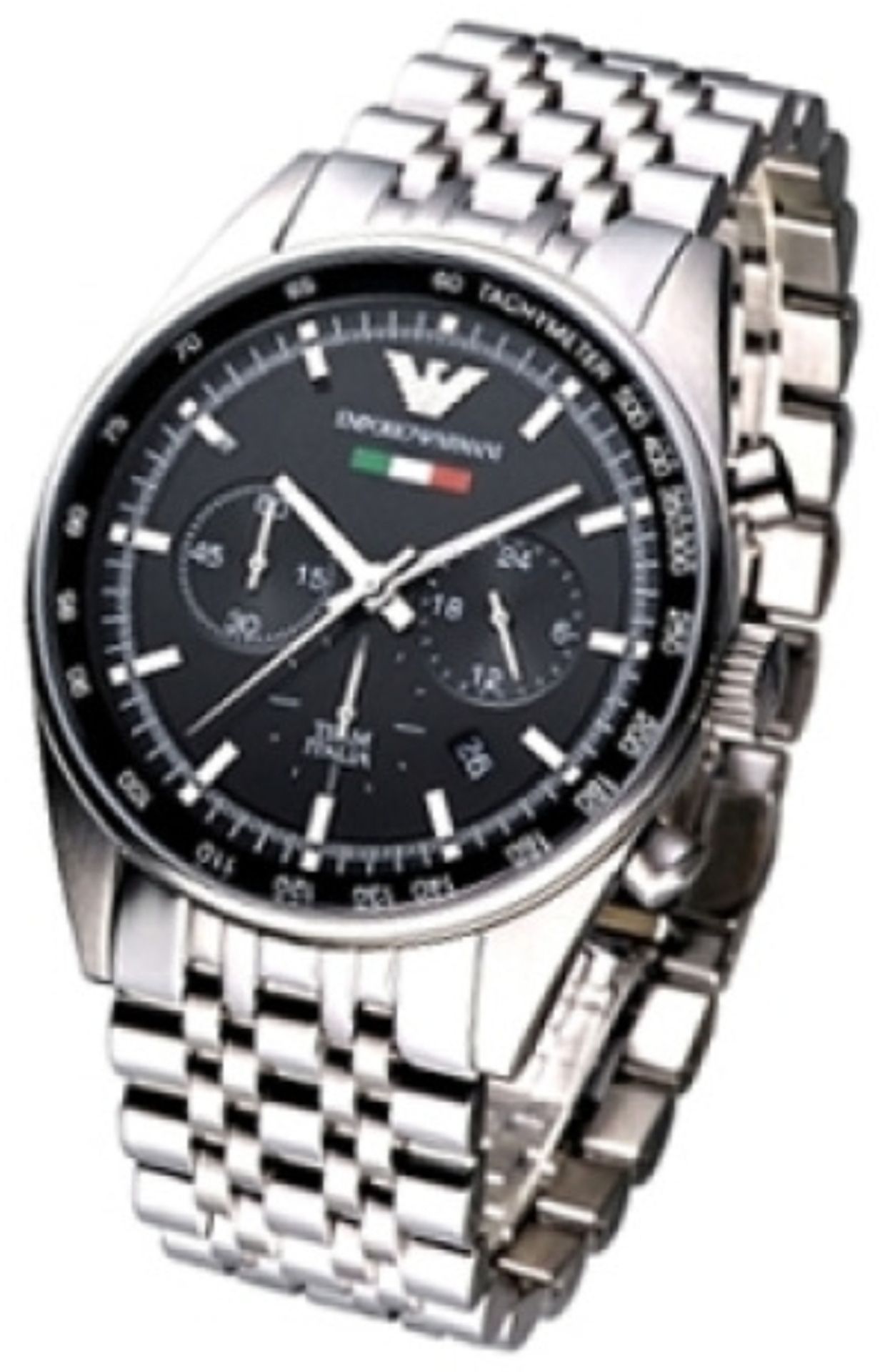 Men's Emporio Armani AR5983 Quartz Black Dial Stainless Steel Chronograph Watch - Image 4 of 6