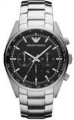 Emporio Armani AR5980 Men's Sportivo Black Dial Silver Bracelet Quartz Chronograph Watch