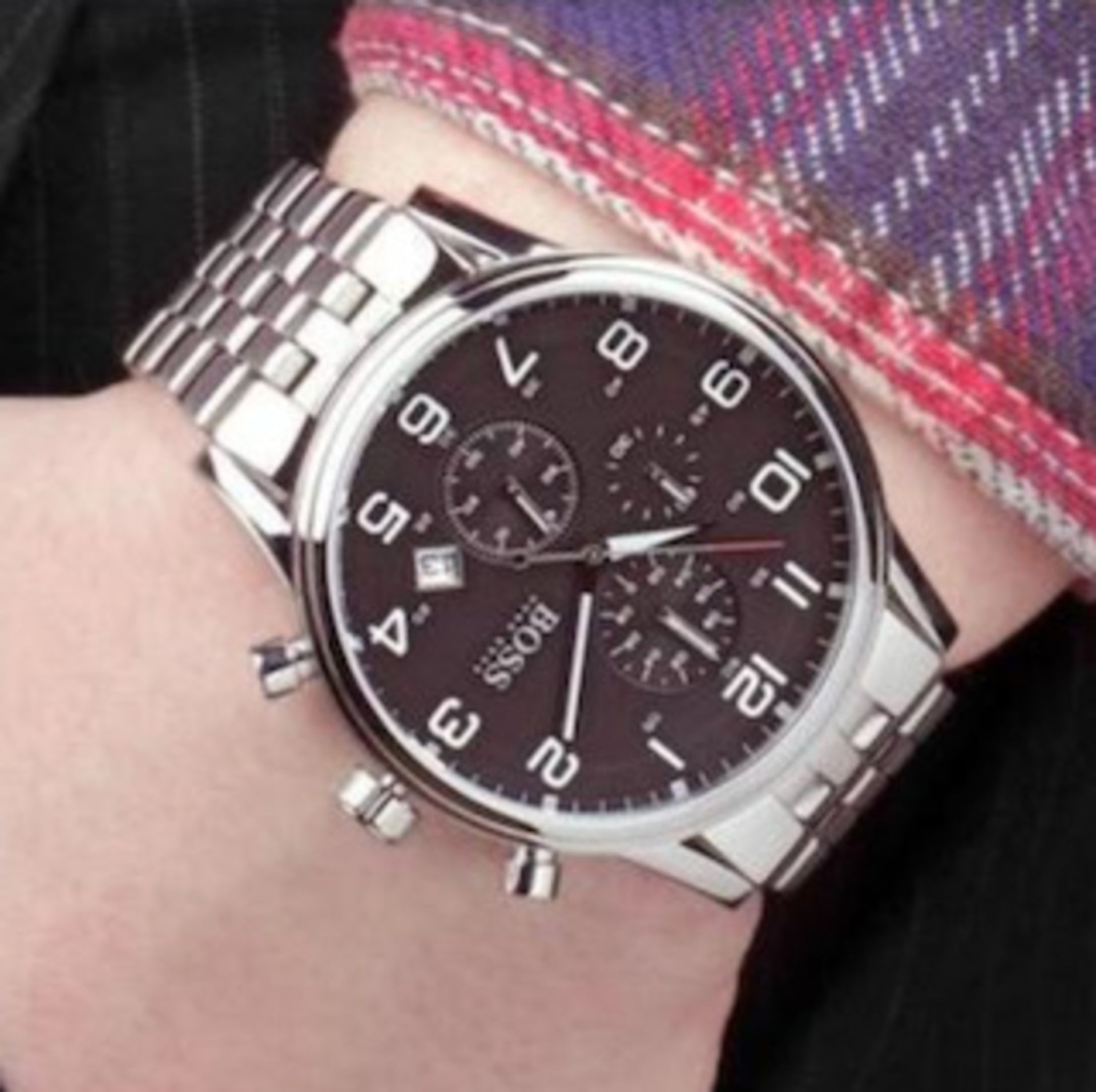 Hugo Boss 1512446 Men's Aeroliner Black Dial Silver Bracelet Chronograph Watch Undeniably Stylish - Image 3 of 6