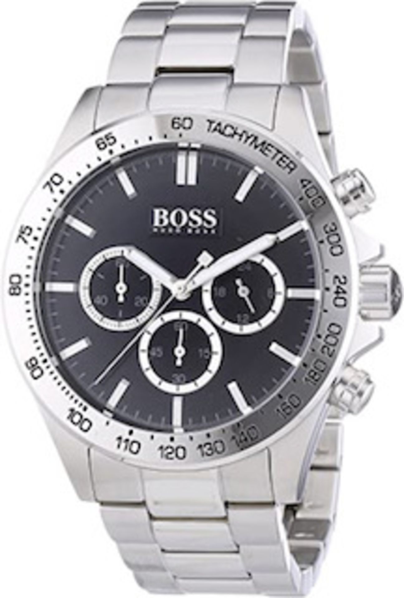 Men's Hugo Boss Ikon Black Dial Silver Bracelet Chronograph Watch 1512965 This Men's Hugo Boss - Image 3 of 6