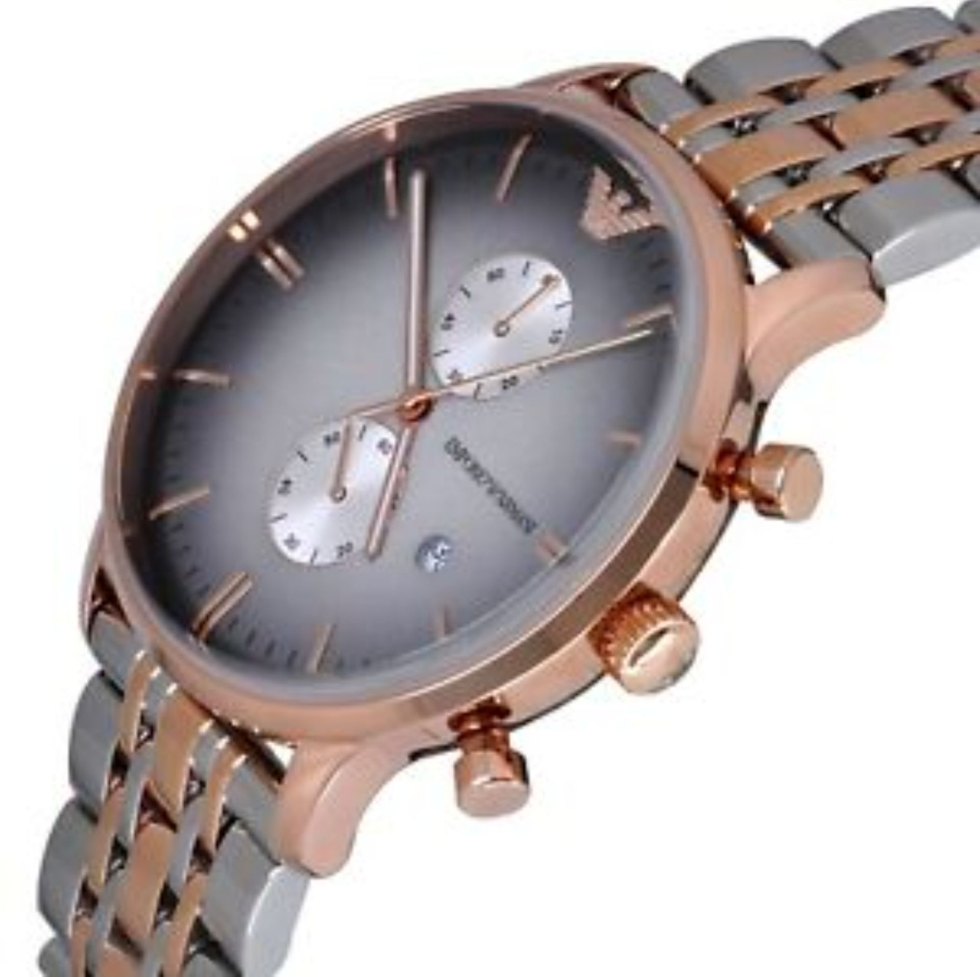 Emporio Armani AR1721 Men's Gianni Two Tone Rose Gold & Silver Chronograph Watch - Image 6 of 7