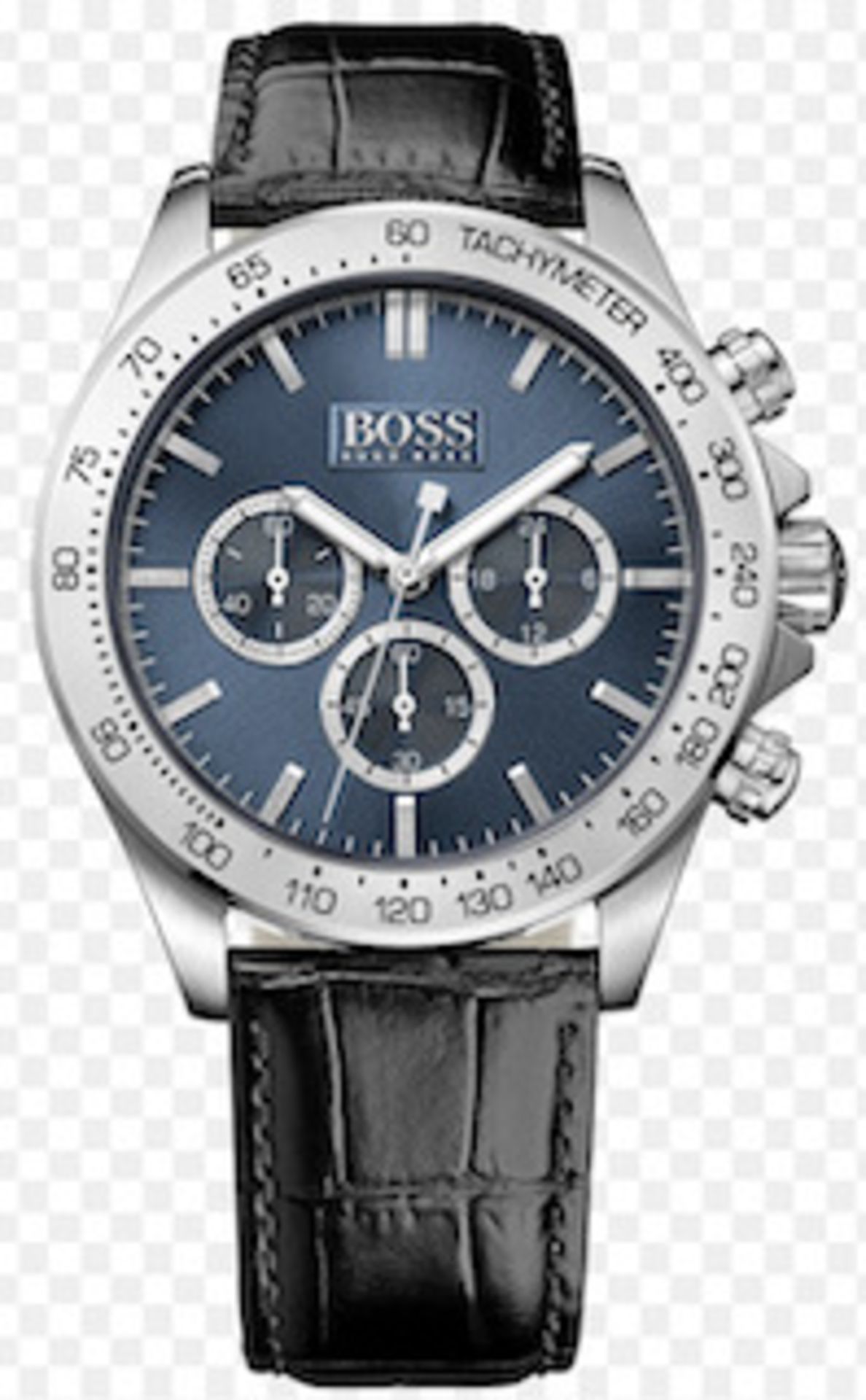 Hugo Boss 1513176 Men's Ikon Blue Dial Black Leather Strap Chronograph Watch - Image 2 of 5