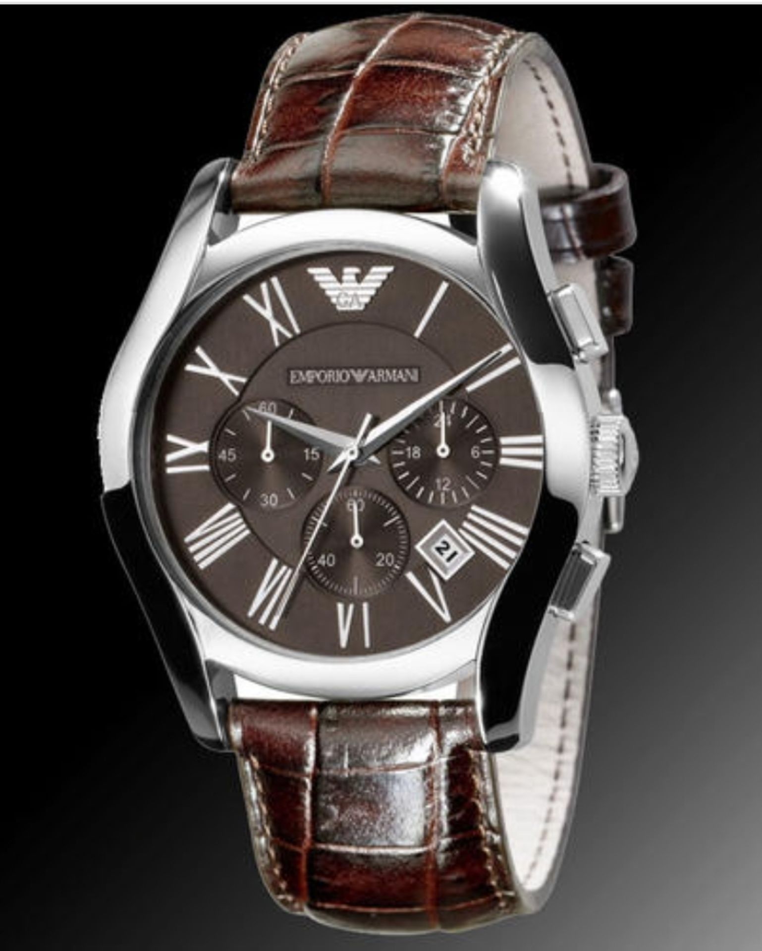 Emporio Armani AR0671 Men's Brown Leather Strap Quartz Chronograph Watch - Image 4 of 6
