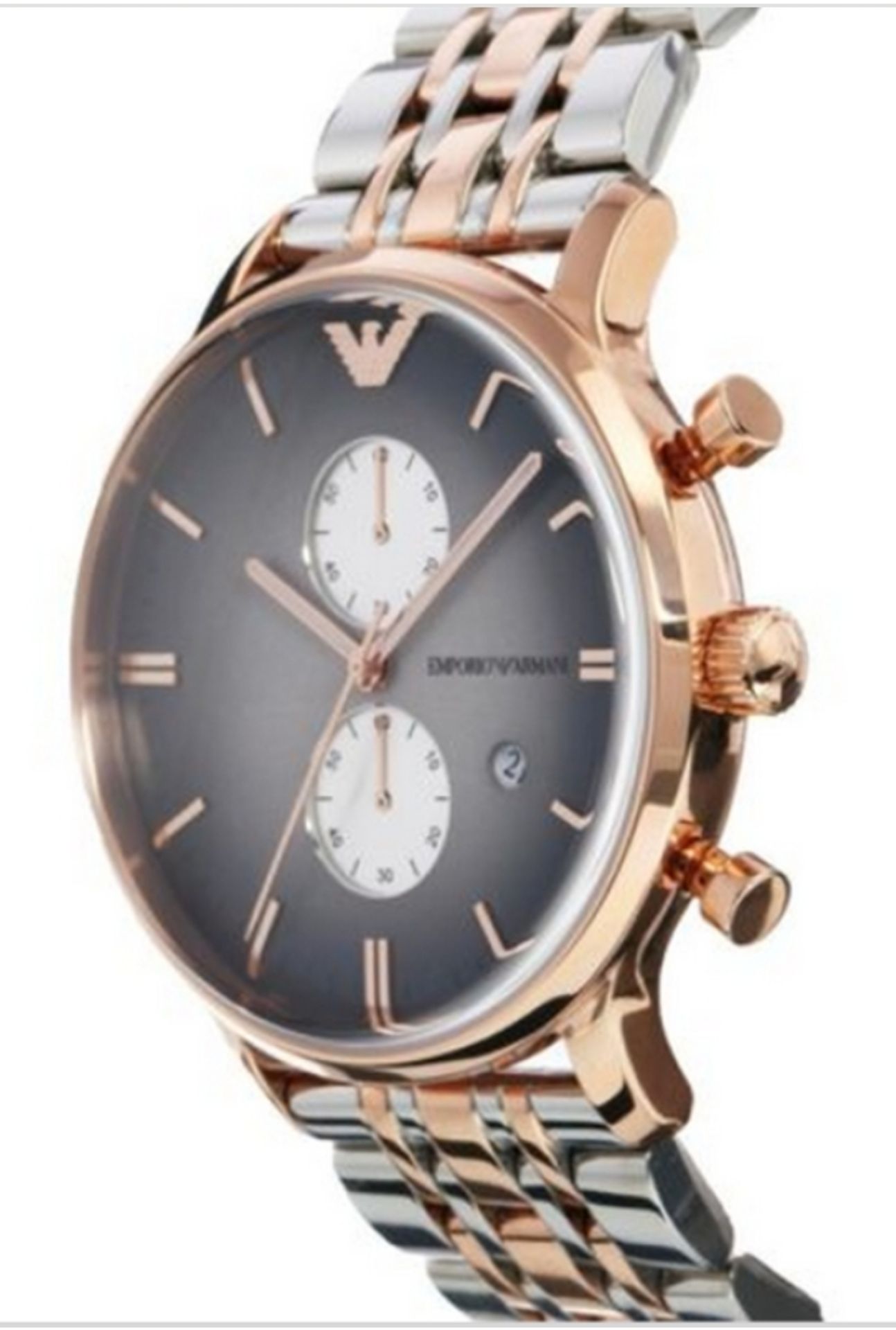 Emporio Armani AR1721 Men's Gianni Two Tone Rose Gold & Silver Chronograph Watch - Image 4 of 7