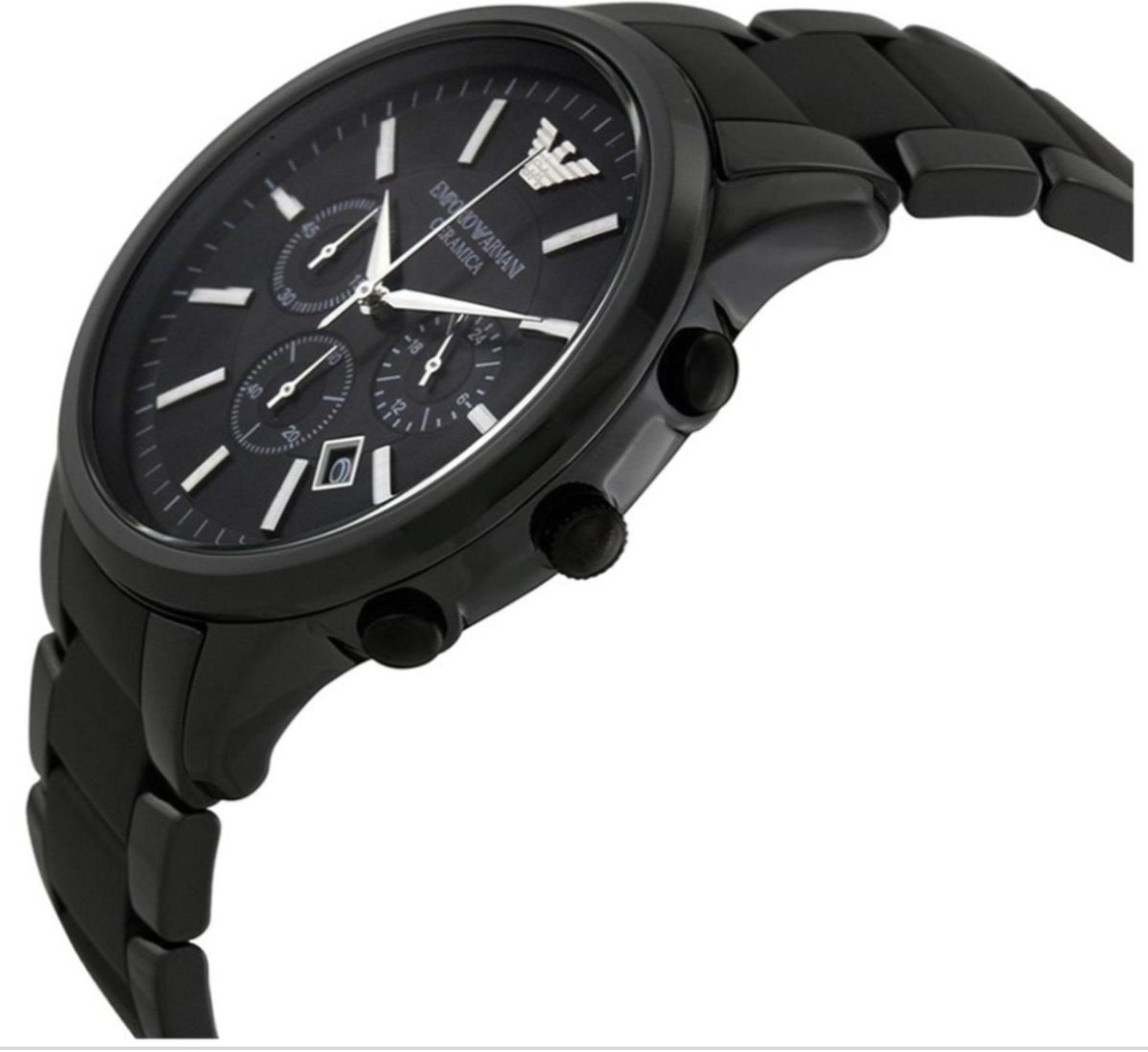 Emporio Armani AR1451 Men's Ceramica Black Ceramic Bracelet Quartz Chronograph Watch - Image 6 of 7