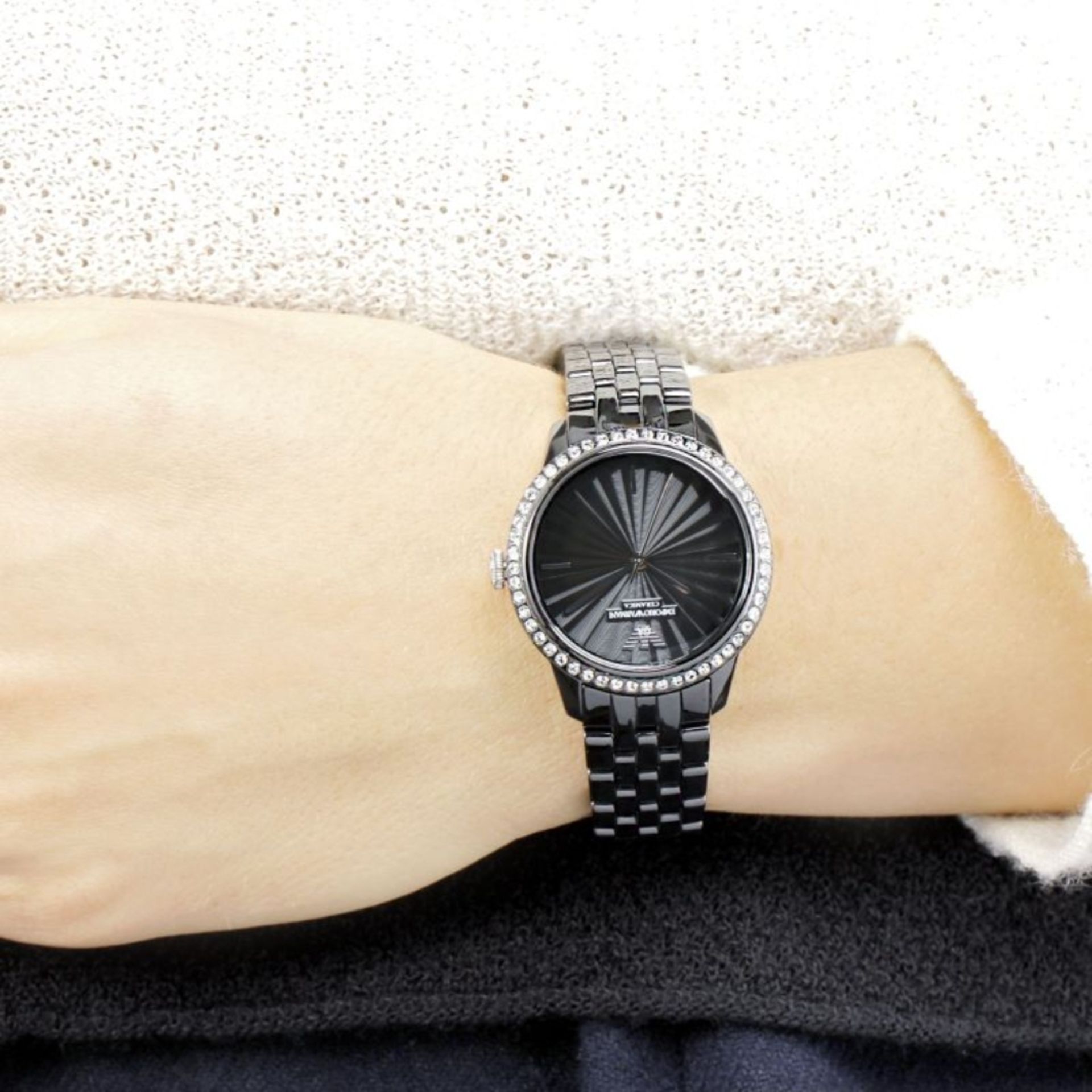 Emporio Armani AR1478 Ladies Black Ceramica Quartz Watch - Image 3 of 9