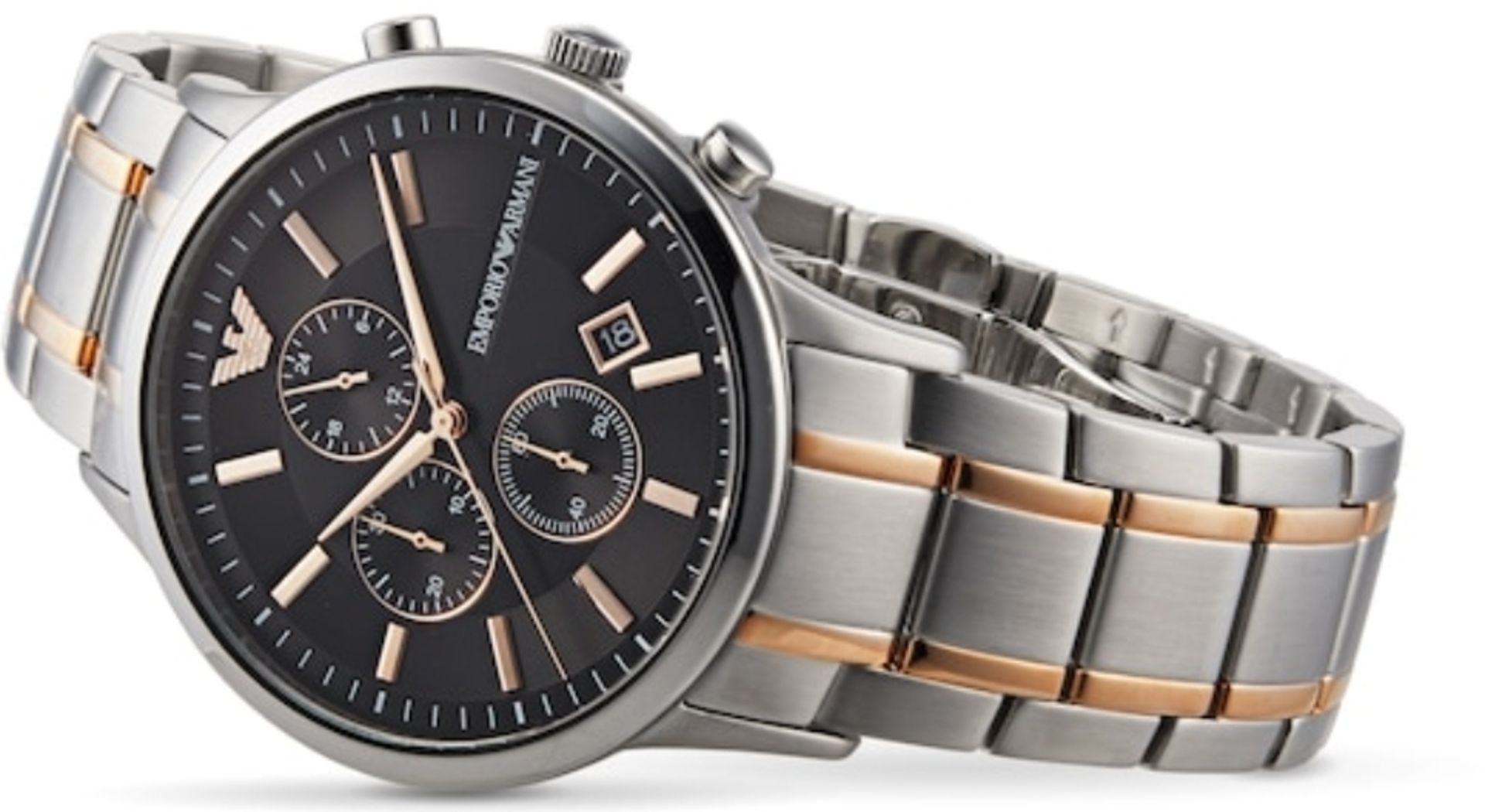 Emporio Armani AR11165 Men's Renato Two Tone Stainless Steel Bracelet Chronograph Watch - Image 3 of 7