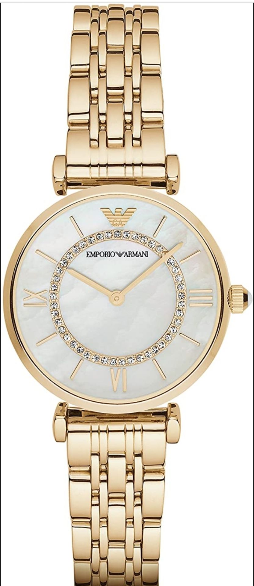 Emporio Armani AR1907 Ladies Mother Of Pearl Dial Gold Tone Bracelet Quartz Watch
