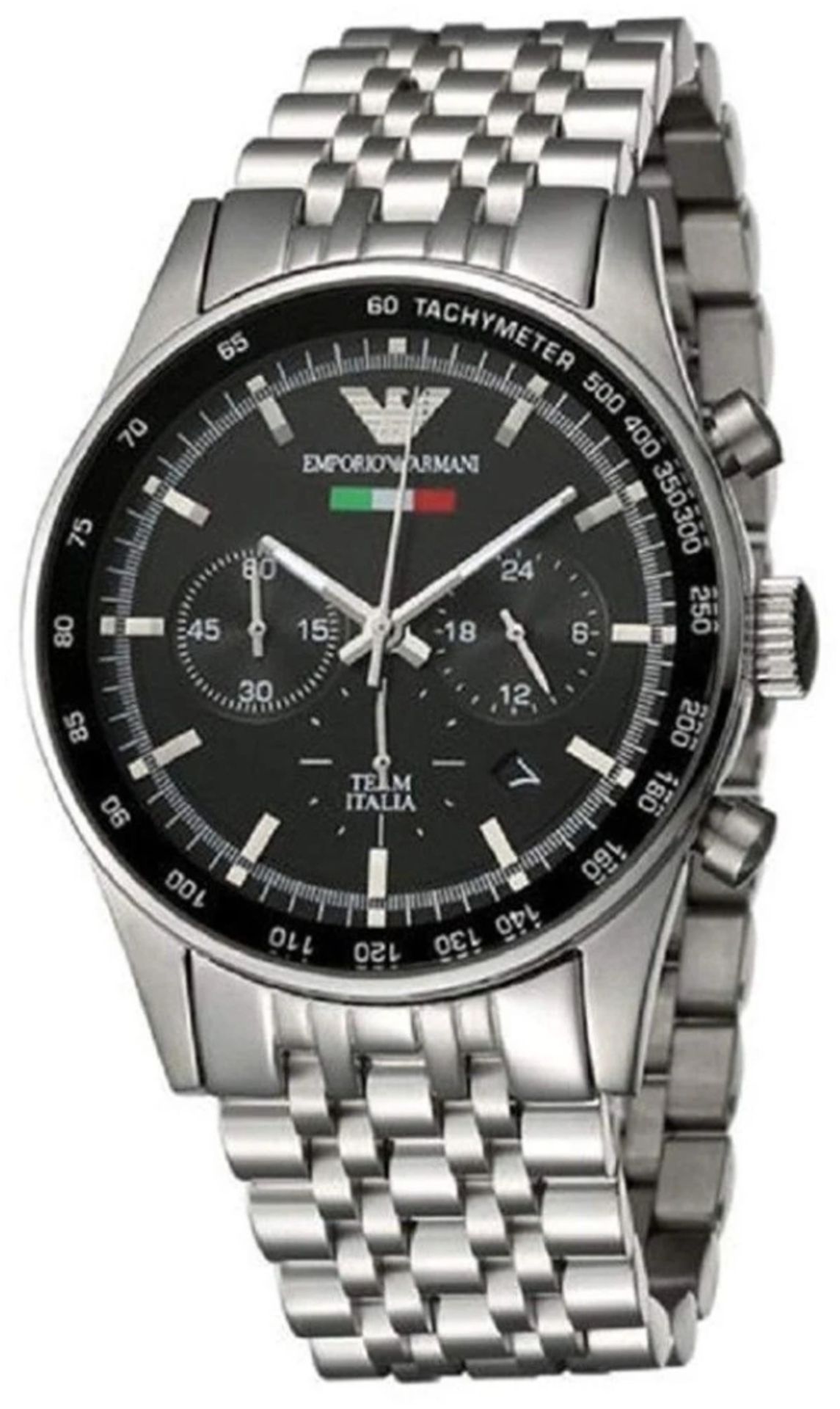 Men's Emporio Armani AR5983 Quartz Black Dial Stainless Steel Chronograph Watch - Image 3 of 6