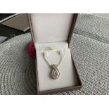 One carat diamonds and 9ct yellow gold pendant & 18"" sterling silver snake chain