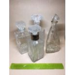 Cut glass decanters x 4 items.