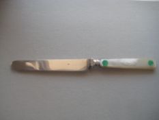 French Mother of Pearl Hafted Silver Bladed Fixed Bladed Fruit Knife