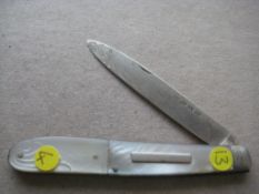 William IV Silver-Plated Mother of Pearl Hafted Folding Fruit Knife