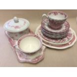 Pink and white ceramics set.