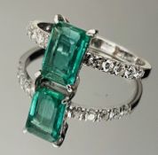 1.13 Carats Zambian Emerald Natural Diamonds & 18k White Gold