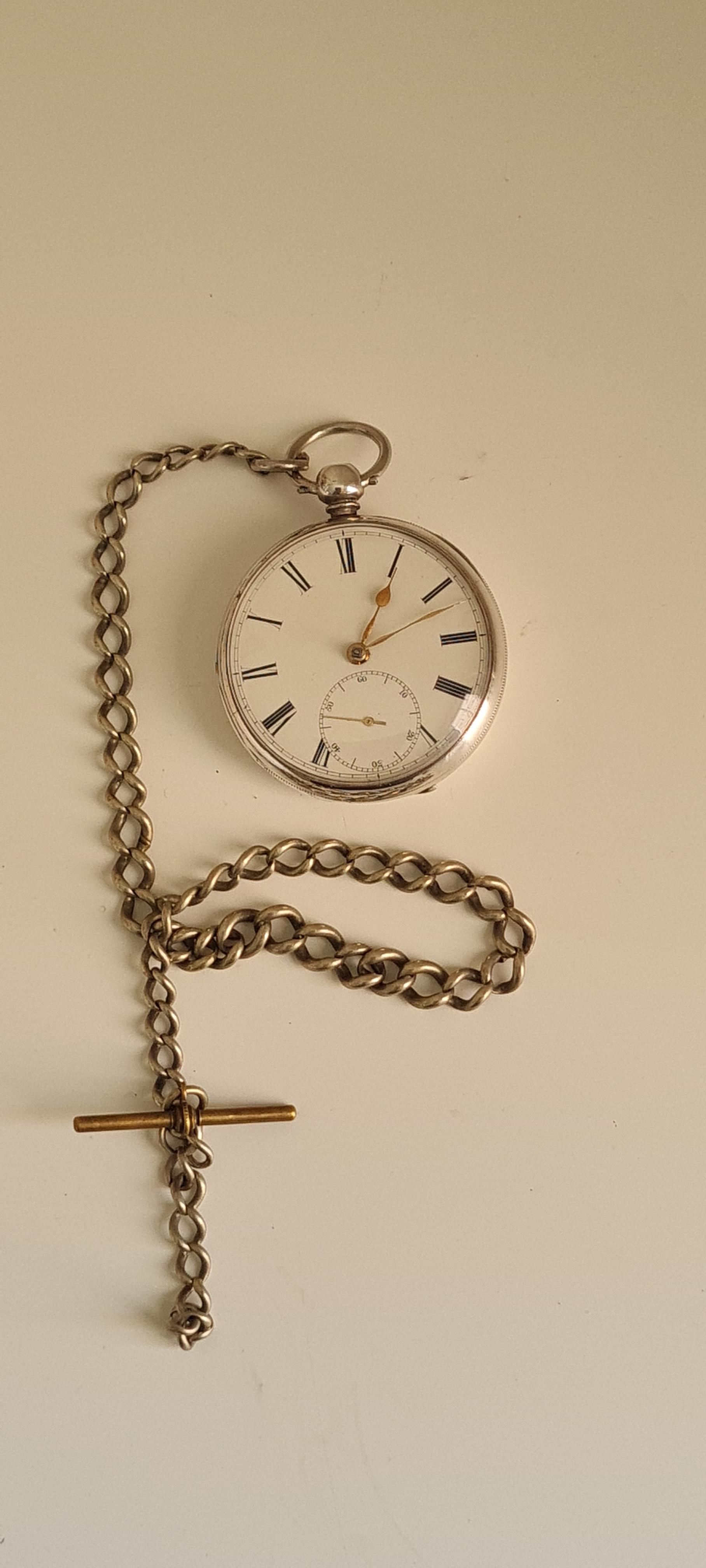 Victorian Hallmarked Silver Pocket Watch And Chain - Image 2 of 11