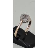 Vintage 9 Carat Yellow Gold Diamond Cluster Ring