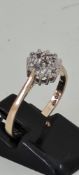 Vintage 9 Carat Yellow Gold Diamond Cluster Ring