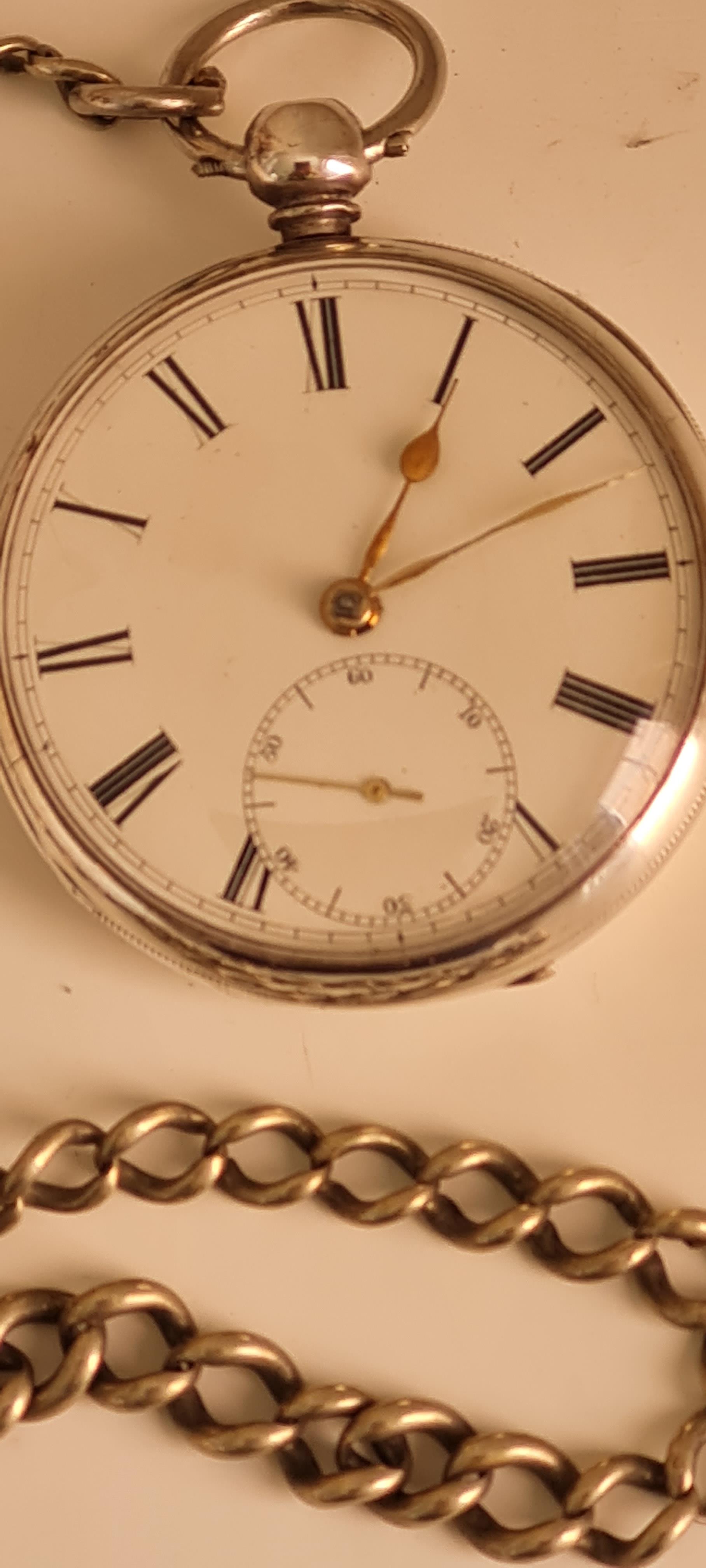 Victorian Hallmarked Silver Pocket Watch And Chain