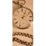 Victorian Hallmarked Silver Pocket Watch And Chain
