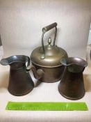 Copper kettle and two jugs