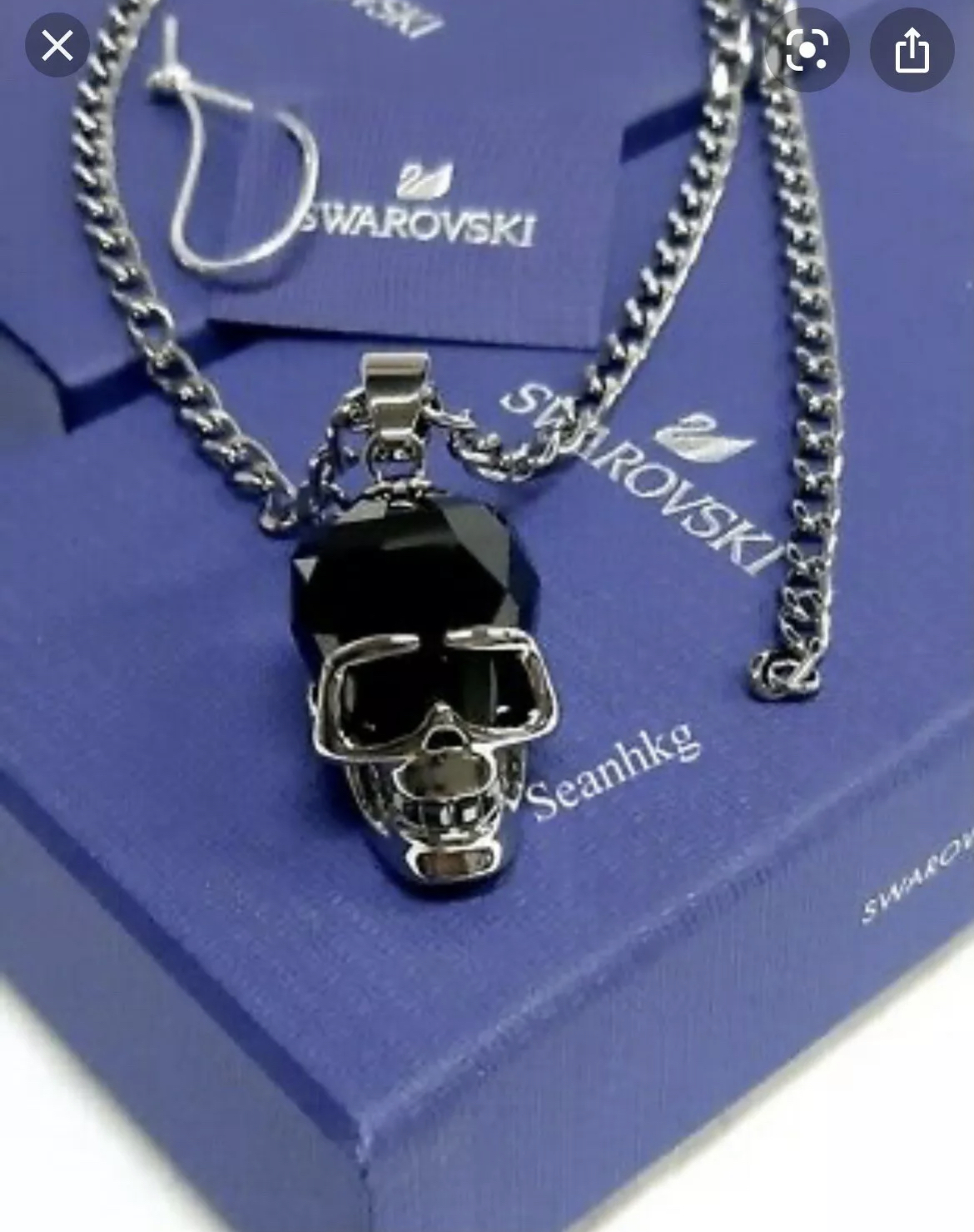 Swarovski Genuine Men's Skull Necklace Discontinued