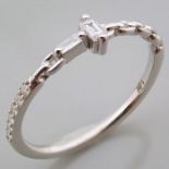 14 kt. White gold - Ring - 0.10 Ct. Diamond