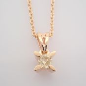 14K Rose/Pink Gold Diamond Solitaire Necklace